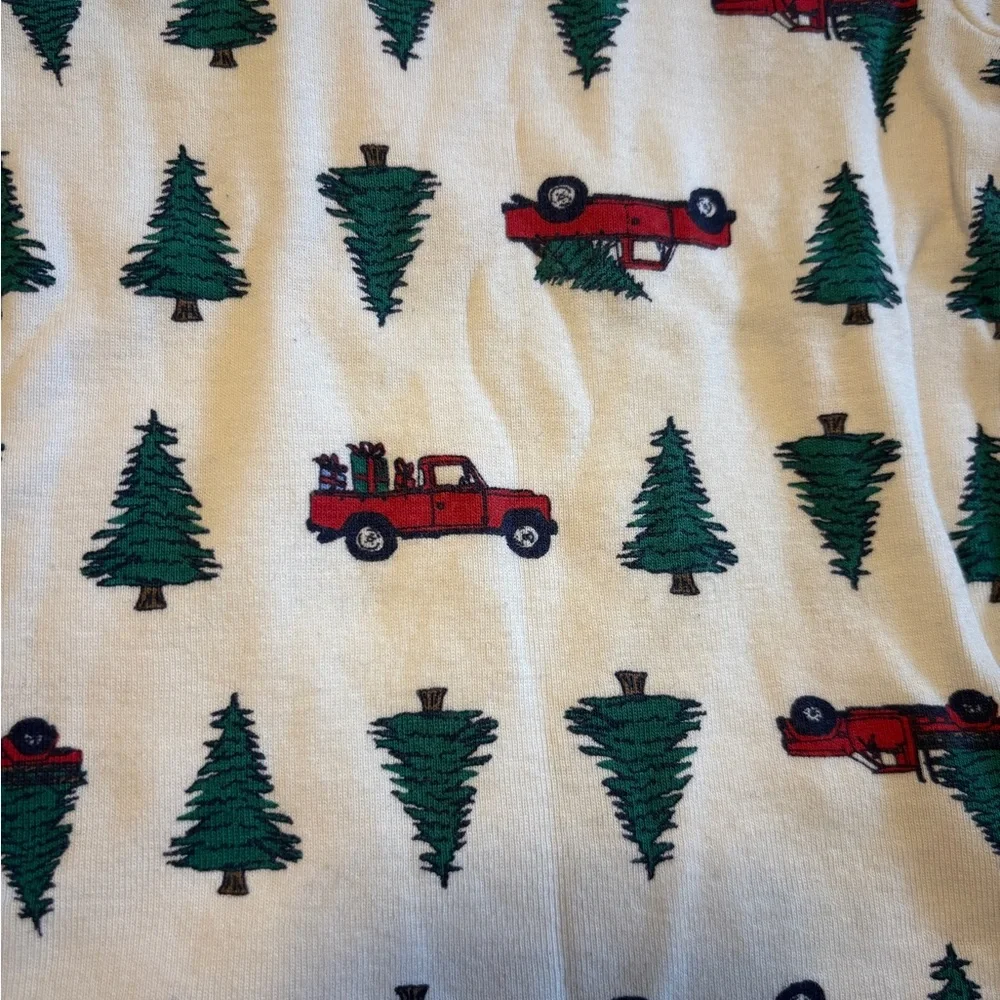Baby GAP Christmas Red Truck and Green Tree Print Pajamas Size 6-12 Months